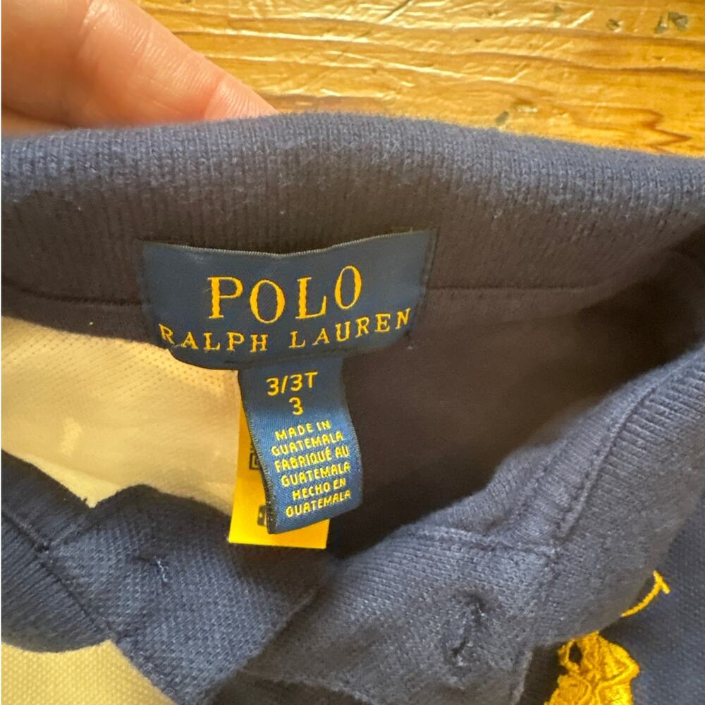 Polo Ralph Lauren navy green color block large pony short sleeve polo SIZE 3T - Picture 3 of 5